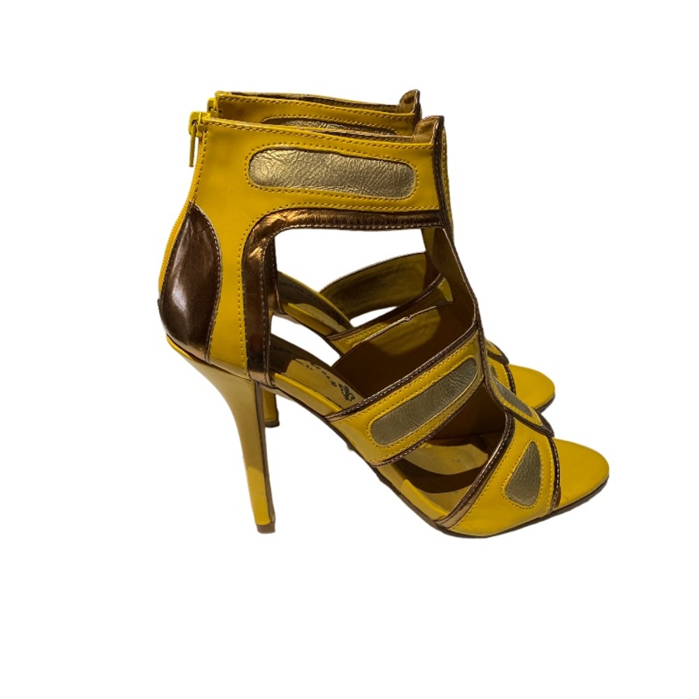 Yellow and copper heels, size 8.5